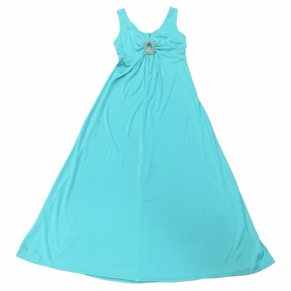 Elegant Turquoise Maxi Dress - Picture 5 of 7